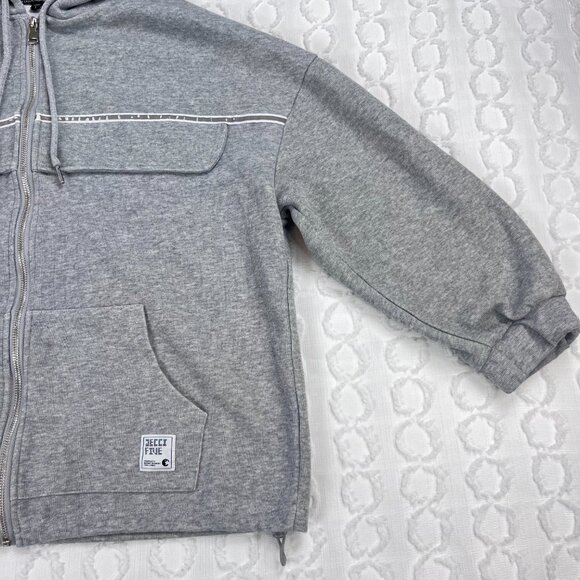 Jecci Five Grey Zip Up Hoodie with Reflective Stripe Women Size Small - Picture 9 of 10